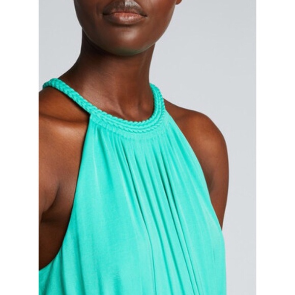 Kobi Halperin Robin Shirred Halter Neck Dress Sleeveless Tiered Midi Green Sz 10 - Picture 3 of 6